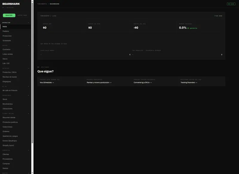 BearShark OS — ROASTERY DASHBOARD