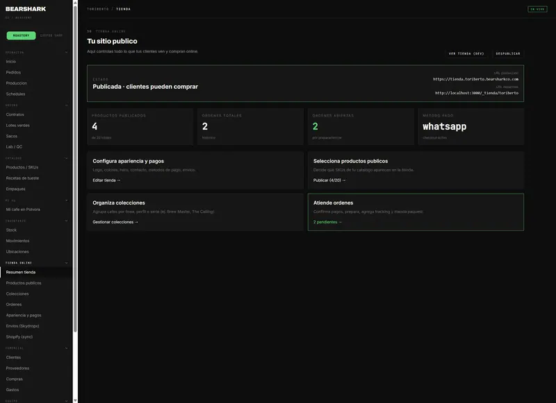 BearShark OS — ONLINE STORE ADMIN